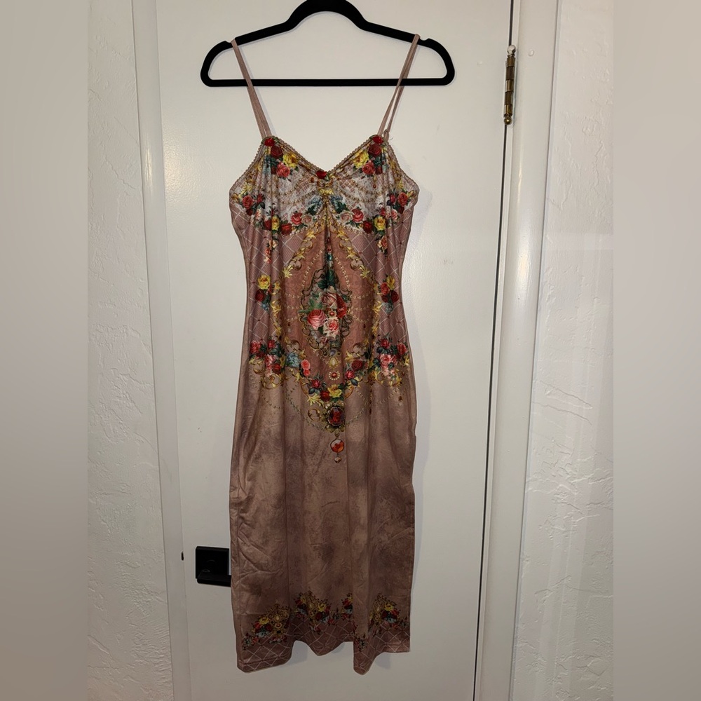 Stretchy printed dress, spaghetti straps